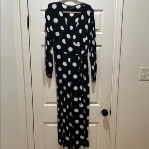 ASOS Black and White Polka Dot Wrap Jumpsuit